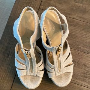 Michael Kors Berkley Canvas Zip Platform Wedge Espadrille